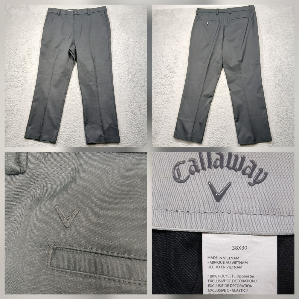 Callaway Golf Pants Men 38x30 Gray Performance‎ Stretch Flat Front